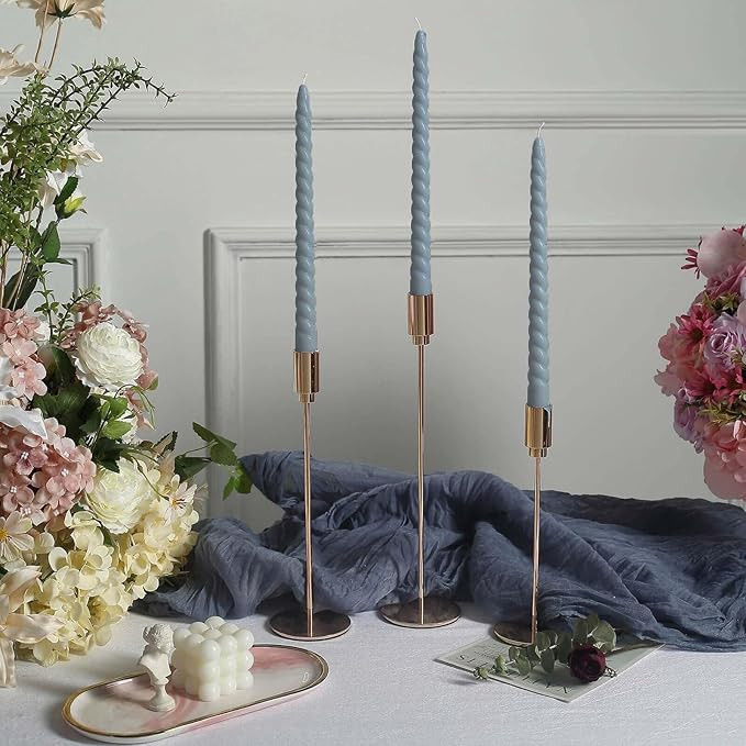 Tableclothsfactory 12 Pack | 11" Dusty Blue Premium Spiral Long Burn Wick Taper Candles, Tall Uns... | Amazon (US)