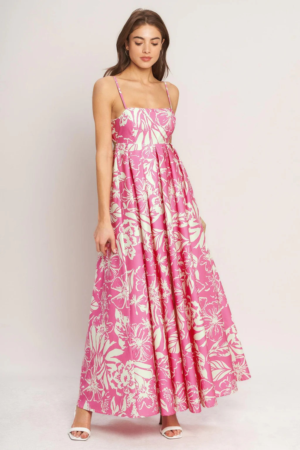 SUMMER HEAT FLORAL PINK MAXI DRESS | Lady Black Tie