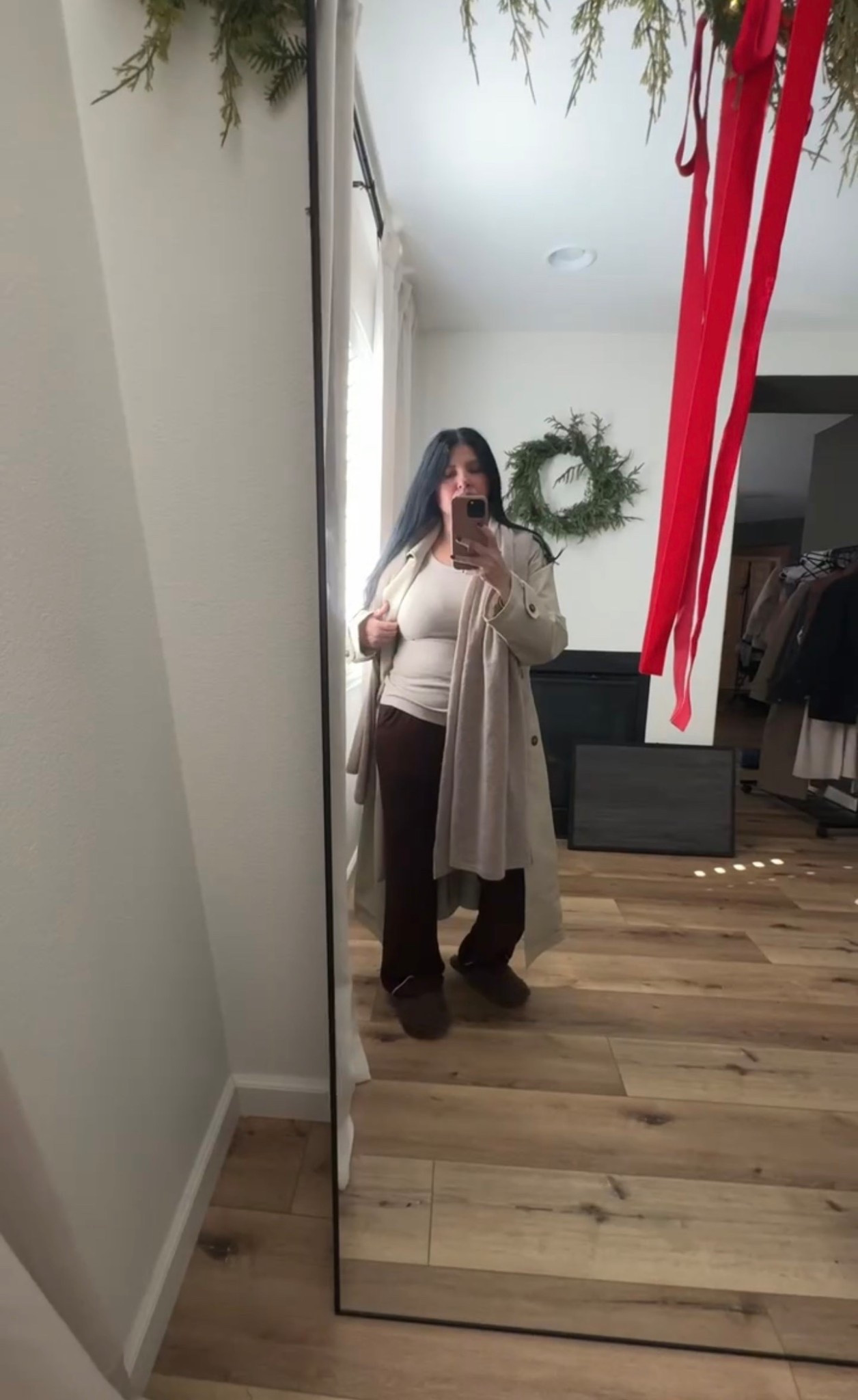 Pjs , trench  scarf and slippers 

what I’ll be wearing to bring in the NYE 🥳 // I’m loving this color combo lately. 

#LTKSaleAlert #LTKootd #LTKmomlife