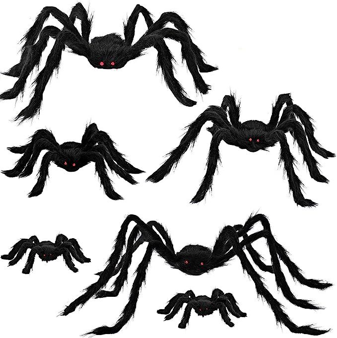 Halloween Realistic Hairy Spiders Set (6 Pack), Halloween Spider Props, Scary Spiders with Differ... | Amazon (US)