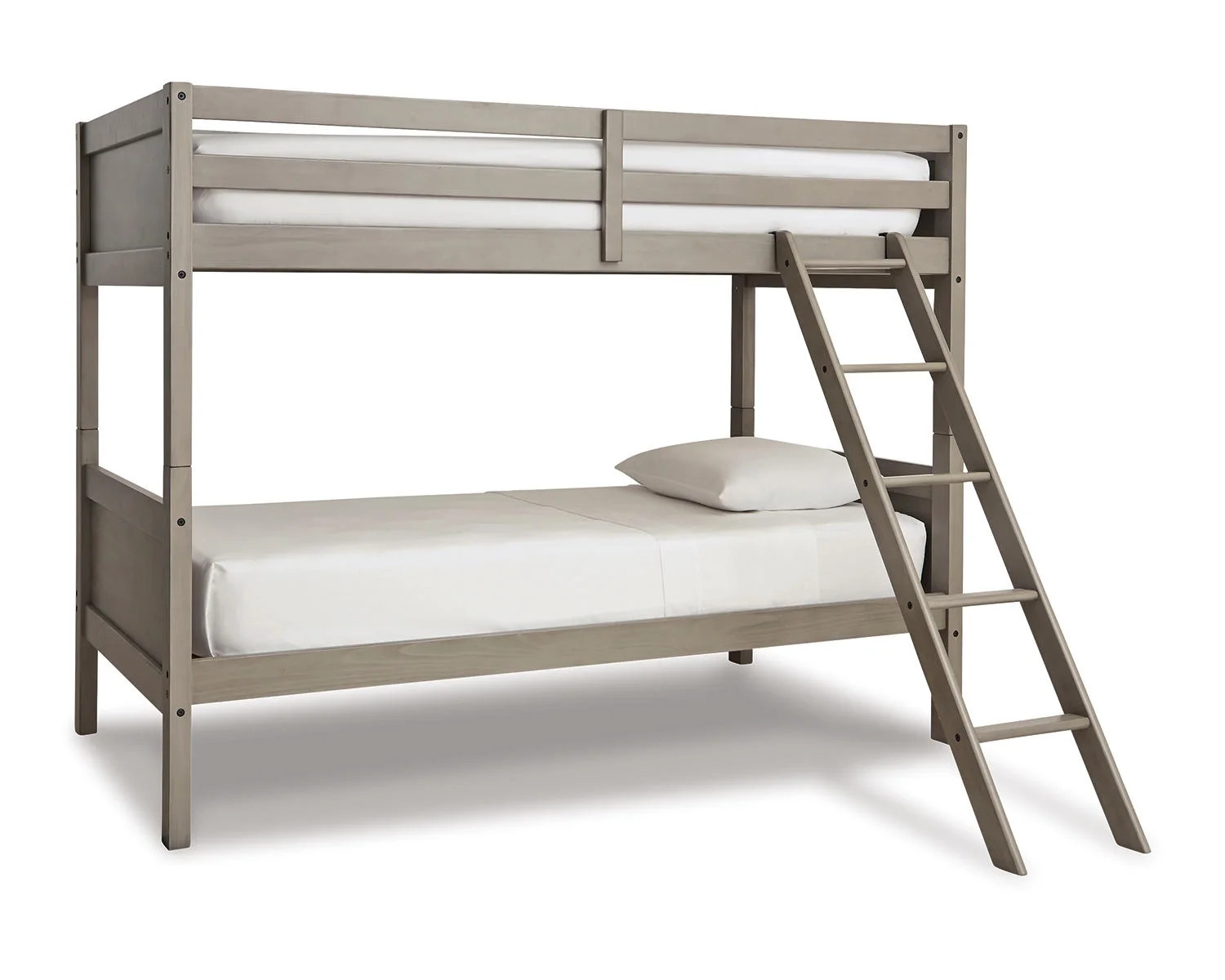 Signature Design by Ashley Casual Lettner Twin/Twin Bunk Bed with Ladder  Light Gray - Walmart.co... | Walmart (US)