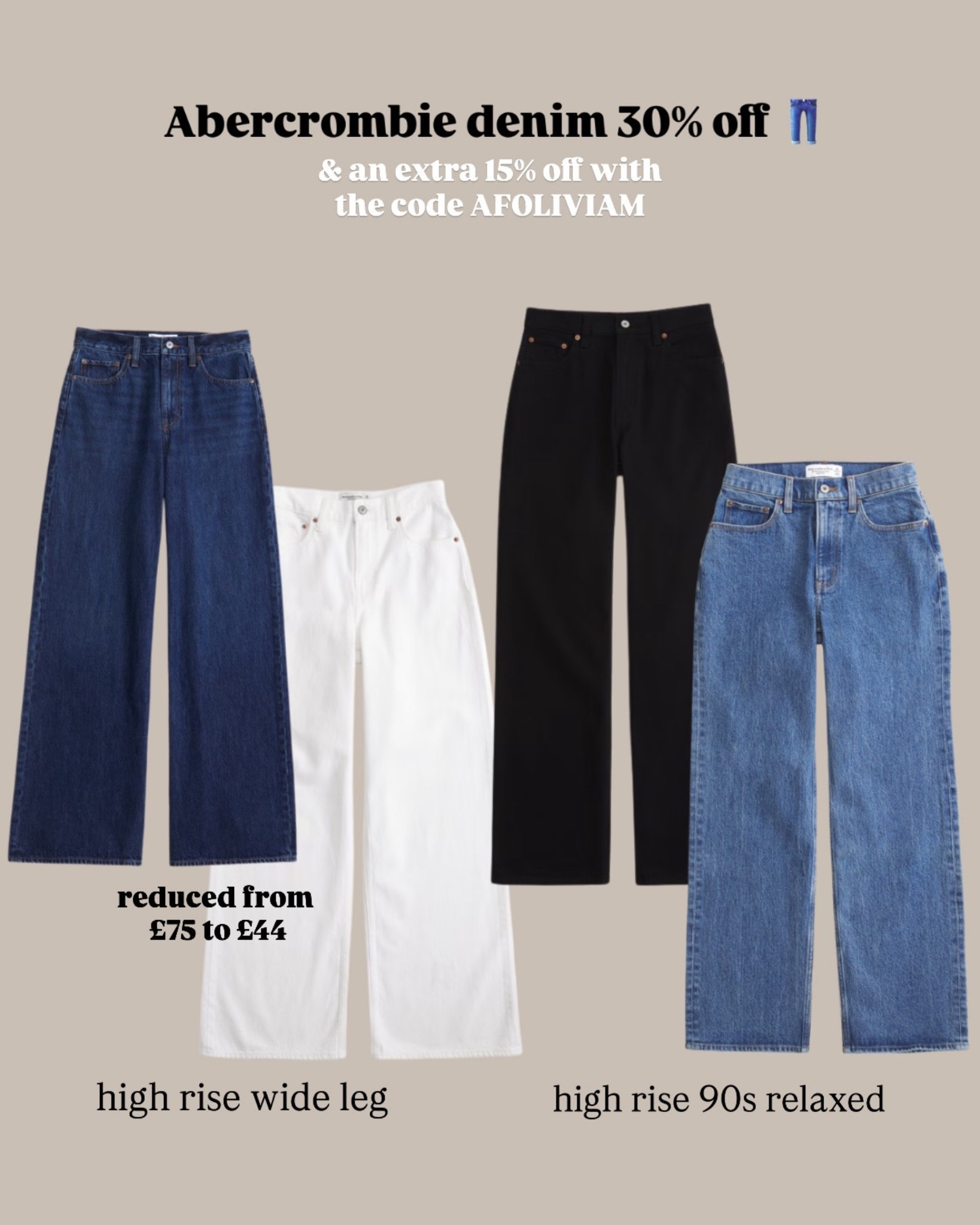 30% off Abercrombie & another 15% off with the code AFOLIVIAM 💁🏻‍♀️ 

I wear size 24 (regular if I’m wearing with heeled boots, short if I’m wearing with trainers) 


#LTKwinter #LTKstyletip #LTKCyberWeek