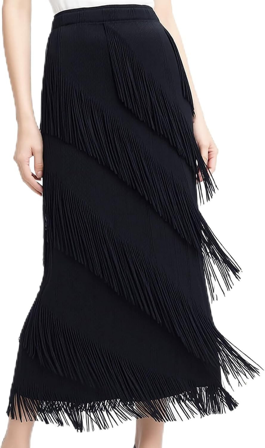 Women Fringe Short Pencil Bodycon Skirts Sexy Elegant Long Party Skirt | Amazon (US)