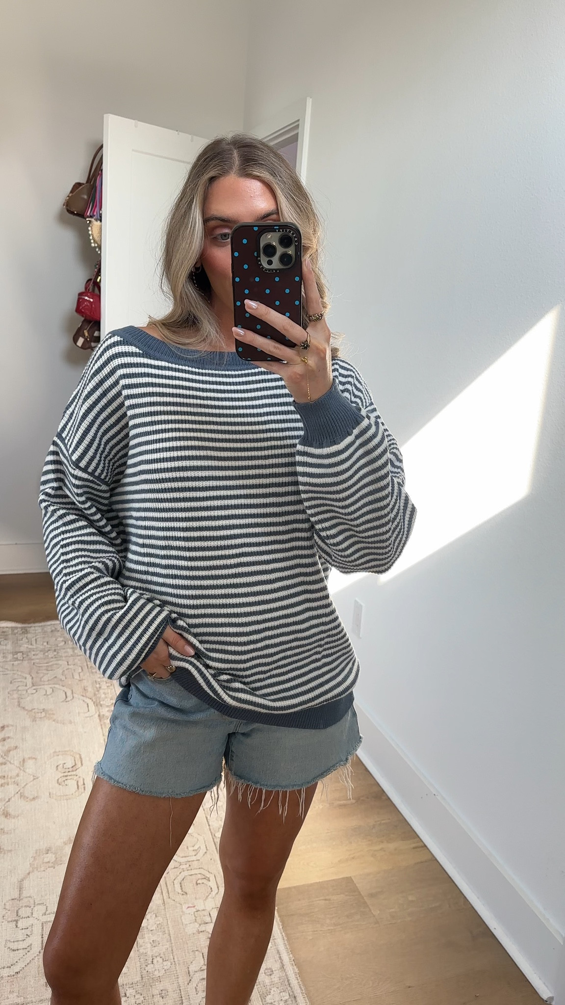 Amazon size small Soesdemo Womens Oversized Sweater Off The Shoulder Crewneck Striped Cute Long Sleeve Knitted Pullover Tunic Sweaters

#LTKSaleAlert #LTKgrwm #LTKootd