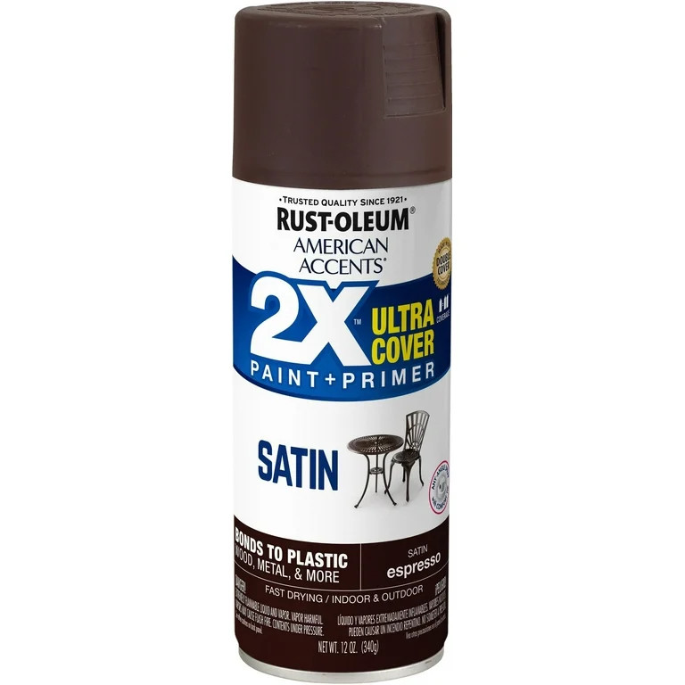 Espresso, Rust-Oleum American Accents 2X Ultra Cover Satin Spray Paint- 12 oz | Walmart (US)