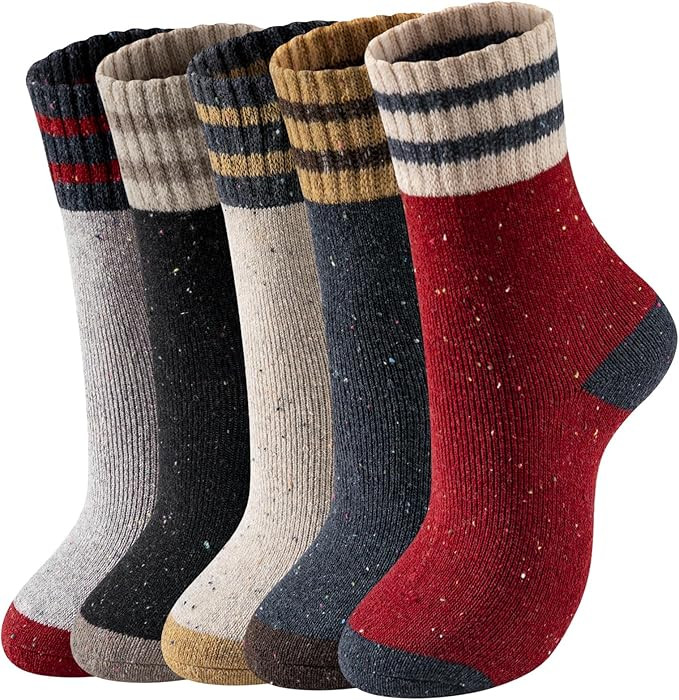 Wool Socks for Women - Womens Wool Socks Winter Sock for men Warm Thick Knit Soft Vintage Casual ... | Amazon (US)