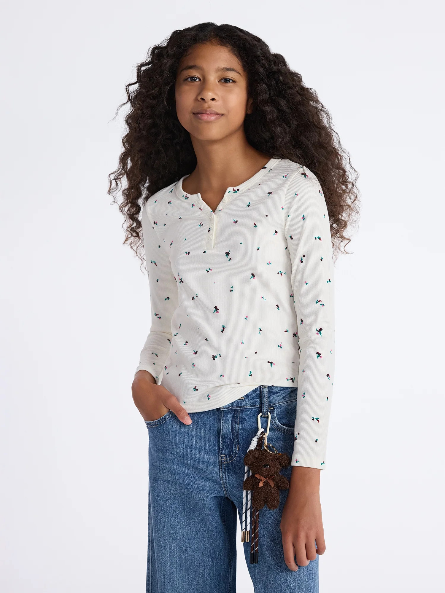 Weekend Academy Girls Henley Tee with Long Sleeves, Sizes 4-18 | Walmart (US)