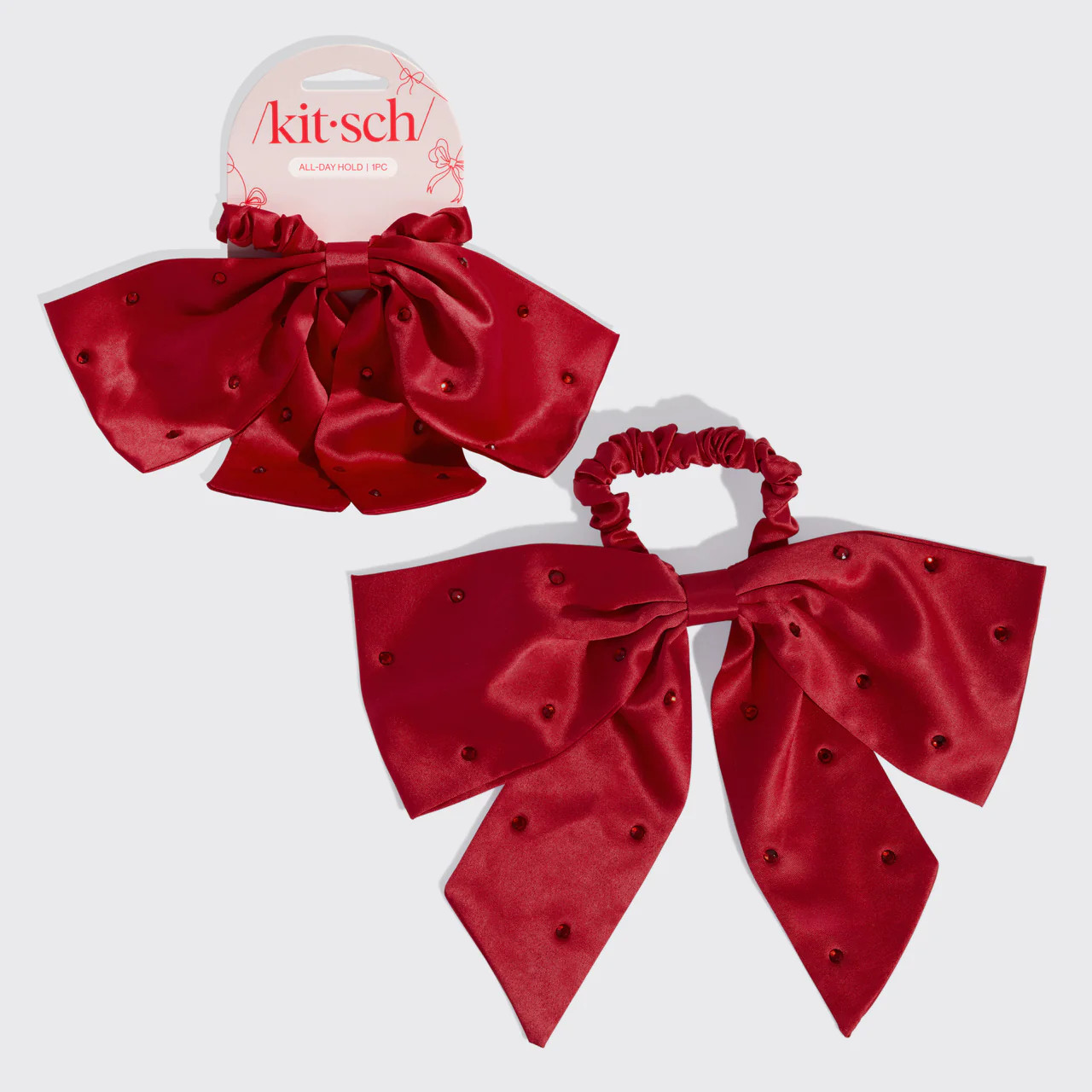 Satin & Rhinestone Bow Scrunchie | Kitsch
