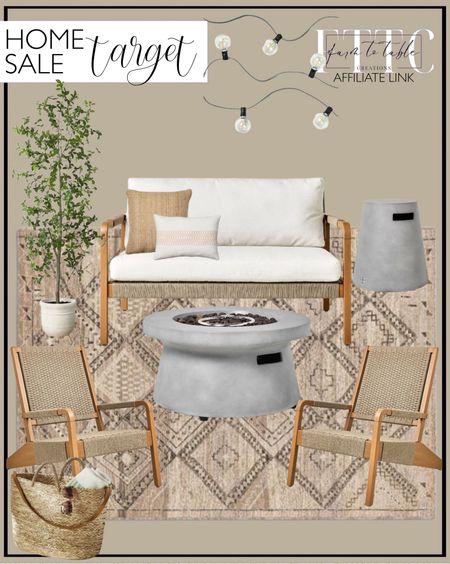 Target Home Sale  Follow @farmtotablecreations on Instagram for more inspiration.

Launching April 7th. 14"x28" Outdoor Patio Fire Table - Cement Gray - Hearth & Hand™ with Magnolia. Wood & Rope Outdoor Patio Adirondack Chair. Wood & Rope Outdoor Patio Loveseat. Outdoor Patio Propane Tank Cover - Cement Gray. 10ct LED Corded Indoor/Outdoor String Lights Black/White. Portable Indoor/Outdoor LED Tabletop Lamp. Natural Woven Summer Tote. 18"x18" Neutral Woven Indoor/Outdoor Square Throw Pillow Beige/Natural. Diamond Moroccan Outdoor Rug Tan. 14"x20" Checkered Stripe Indoor/Outdoor Lumbar Throw Pillow. 72" Faux Gypsophila Leaf Tree - Hearth & Hand™ with Magnolia. Outdoor Furniture. Outdoor Patio. Outdoor Rug. Outdoor Decor. Target Patio. Target Outdoor. Target Circle Week  

#LTKSaleAlert #LTKFindsUnder50 #LTKHome