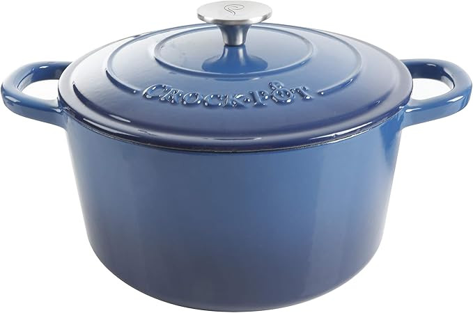 Crock-Pot Artisan Round Enameled Cast Iron Dutch Oven, 5-Quart, Blue | Amazon (US)