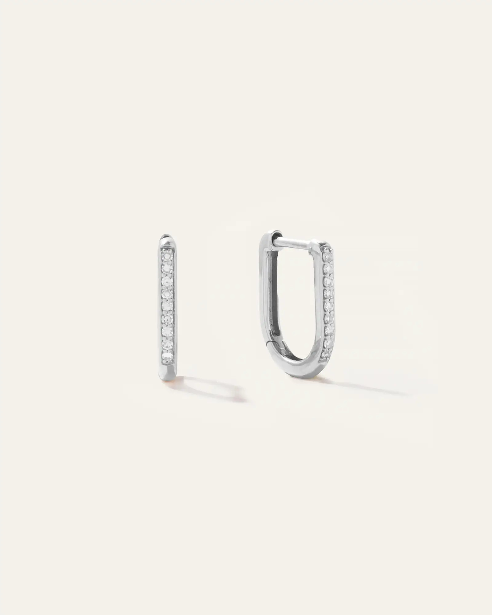 14K Gold Diamond Pave U Huggie Hoops | Quince