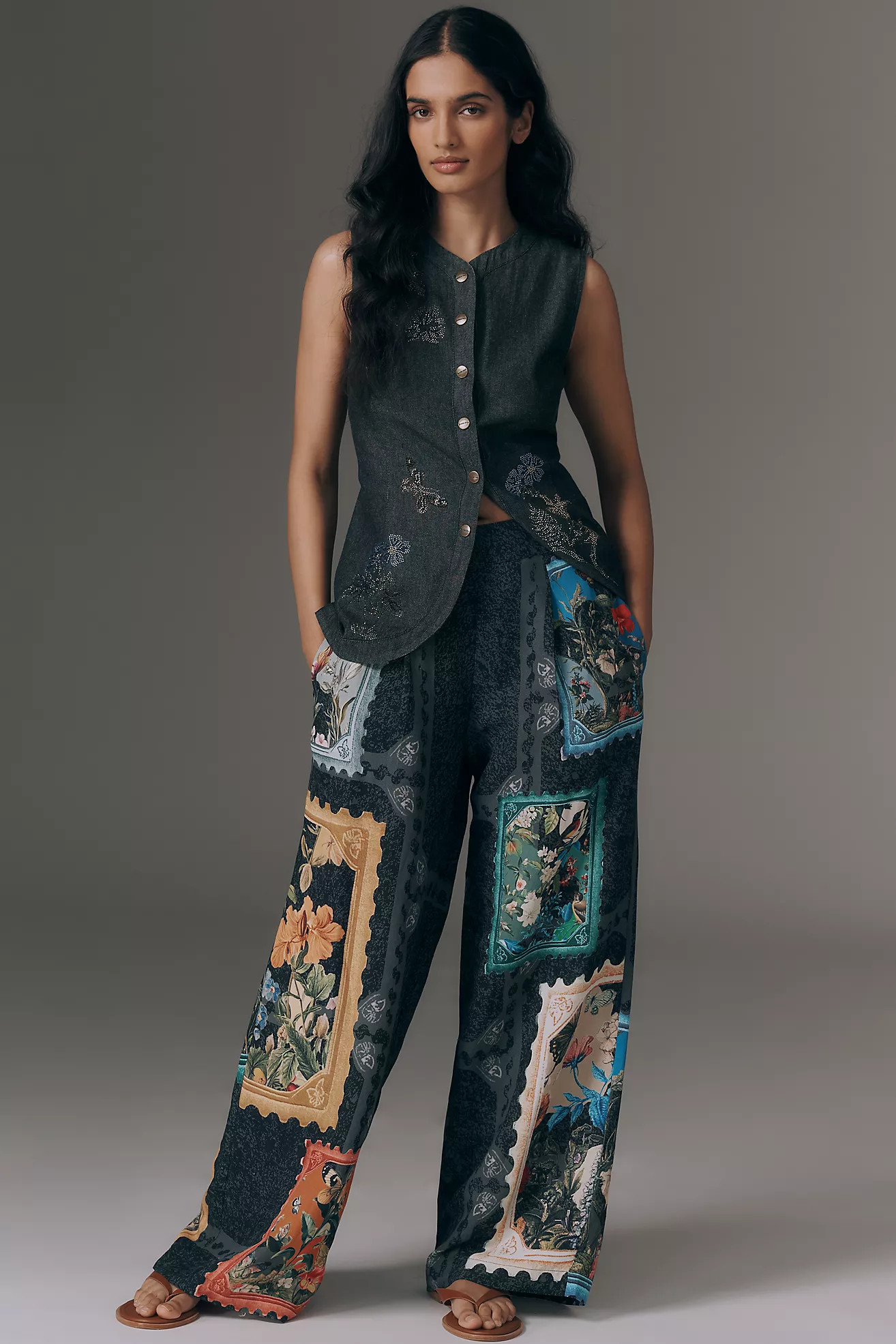 Ranna Gill Floral Printed Wide-Leg Pants | Anthropologie (US)