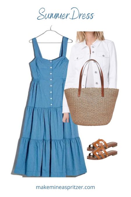 Adorable lightweight, easy breezy cotton dress … from Madewell. Paired with Liverpool’s white denim jacket … a summer workhorse. This outfit will be in my bag for Italy next month! Woo hoo! #summerdress #summerstyle 

#LTKSeasonal #LTKstyletip
