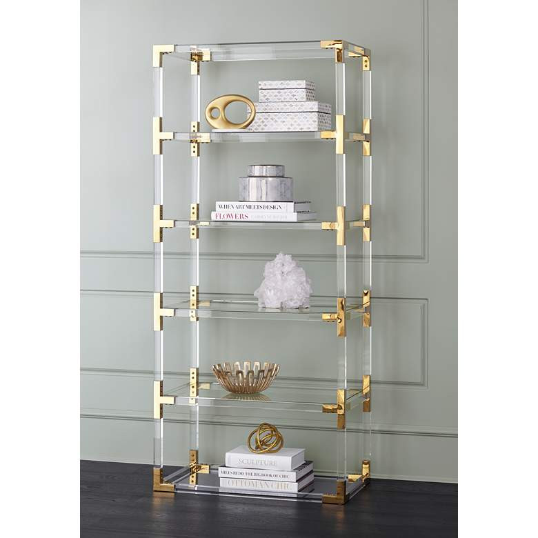 Hanna 70 3/4" Clear Acrylic and Gold 6-Shelf Open Bookcase - #32P94 | Lamps Plus | Lamps Plus