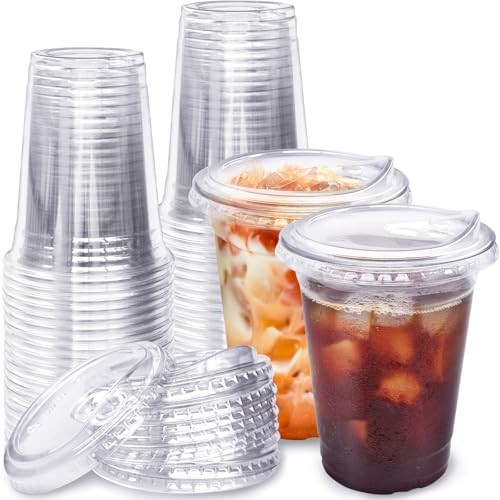 Qinsihwn 16 Oz Plastic Clear Cups with Strawless-Sip-Lids,25 Sets Plastic Cups with Sip Through Lids,Disposable Iced Coffee Cups for Milkshake,Smoothie,Cold Drinks | Amazon (US)