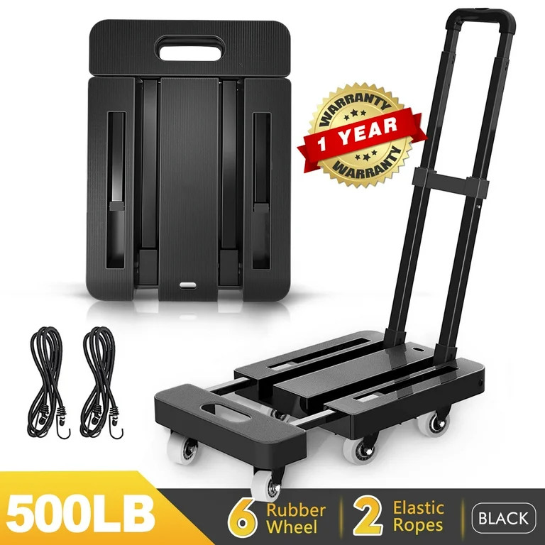 M BUDER Folding Hand Truck, 500 LBS Heavy Duty Dolly Cart, Utility Platform Cart with 6 Wheels fo... | Walmart (US)