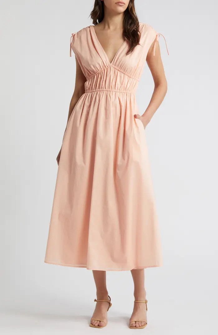 Charles Henry Gathered Sleeveless Midi Dress | Nordstrom | Nordstrom