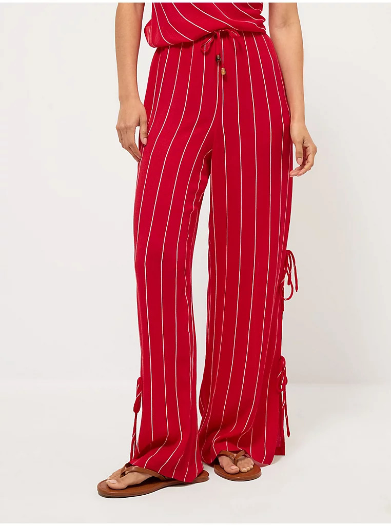 Red Striped Tie Side Beach Trousers | George