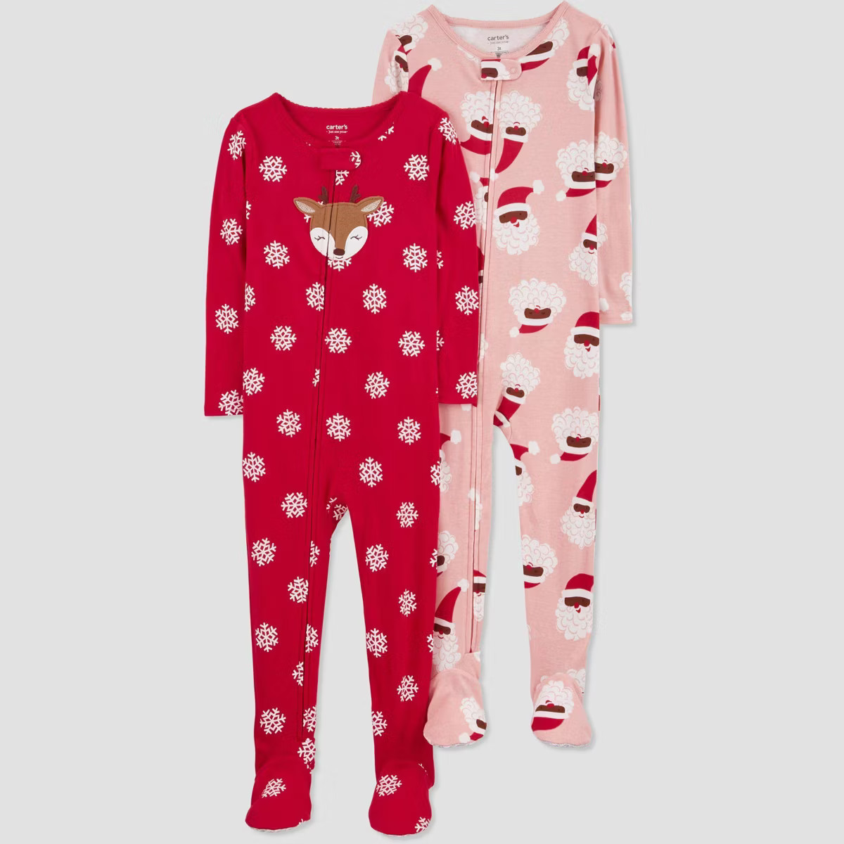 Carter's Just One You® Toddler Girls' Snowflake Reindeer/Santa Footed Pajama | Target