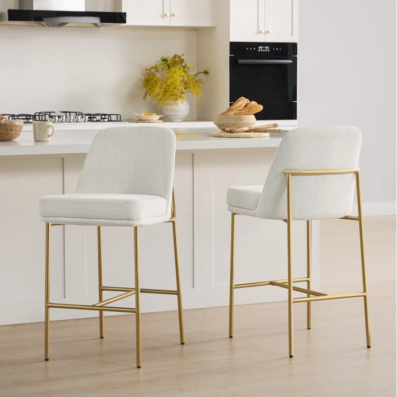 Angelick Upholstered Counter Stool with Metal Frame (Set of 2) | Wayfair North America