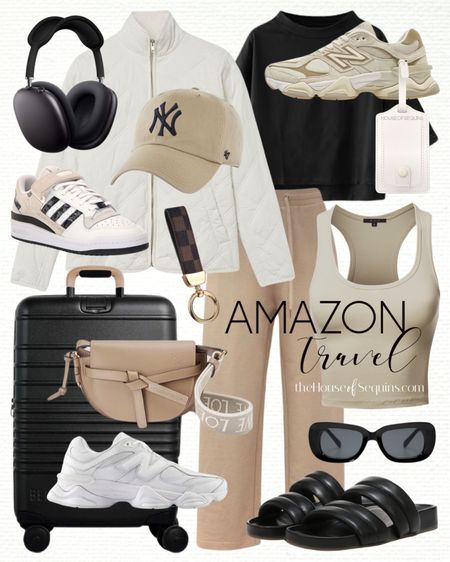 Shop these Amazon travel outfit finds! Athleisure Airport outfit, sweatpants, quilted jacket, cropped tank, Vionic quilted slide sandals, Adidas Forum Low, New Balance 9060 sneakers, designer looks for less, Beis luggage and more! 

Follow my shop @thehouseofsequins on the @shop.LTK app to shop this post and get my exclusive app-only content!

#liketkit 
@shop.ltk
https://liketk.it/4wsFm

#LTKshoecrush #LTKstyletip #LTKtravel