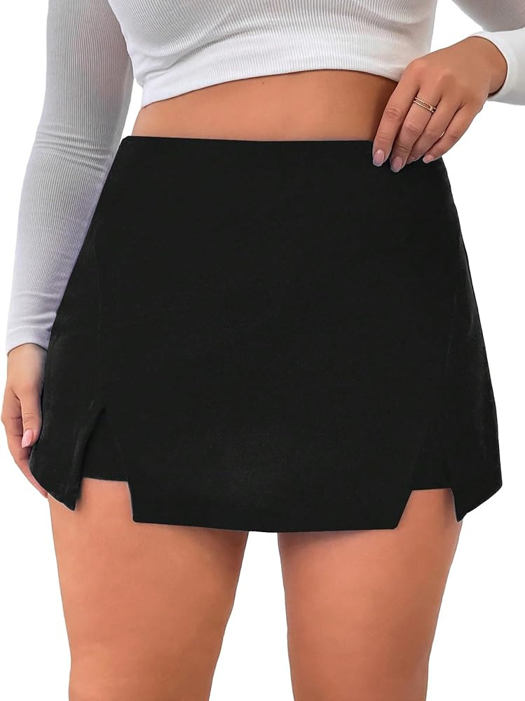 Floerns Women's Plus Size Asymmetrical Skorts High Waisted Skirts Shorts | Amazon (US)
