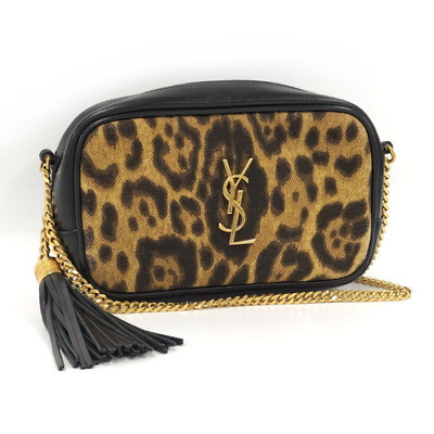 Saint Laurent Leather Lou Shoulder Bag Leopard Black 612563  | eBay | eBay US
