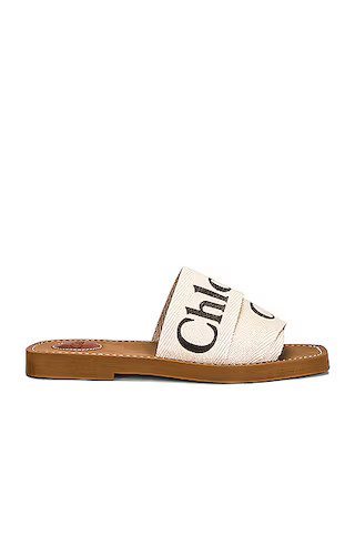 Chloe Woody Flat Slides in White | FWRD | FWRD 