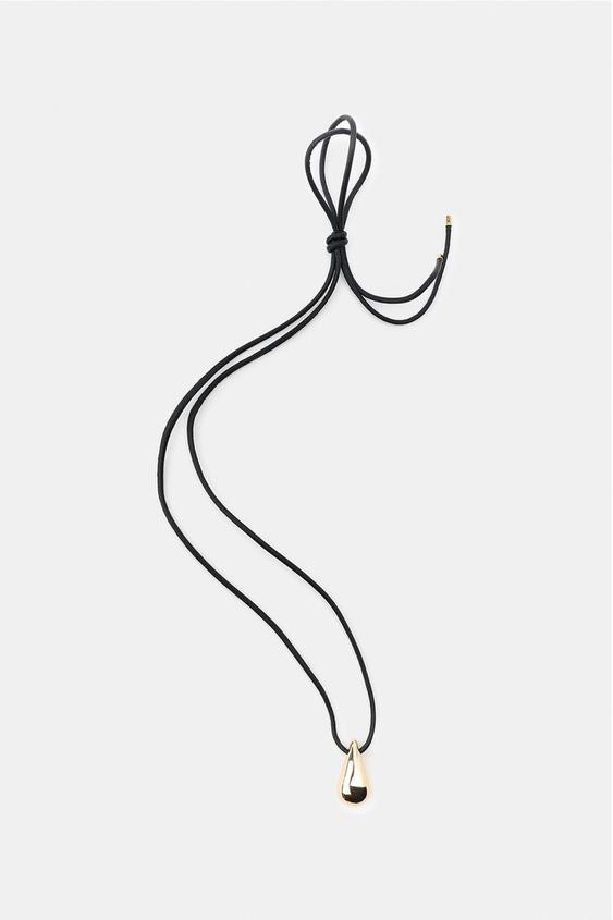 TEARDROP LEATHER CORD NECKLACE | Zara US
