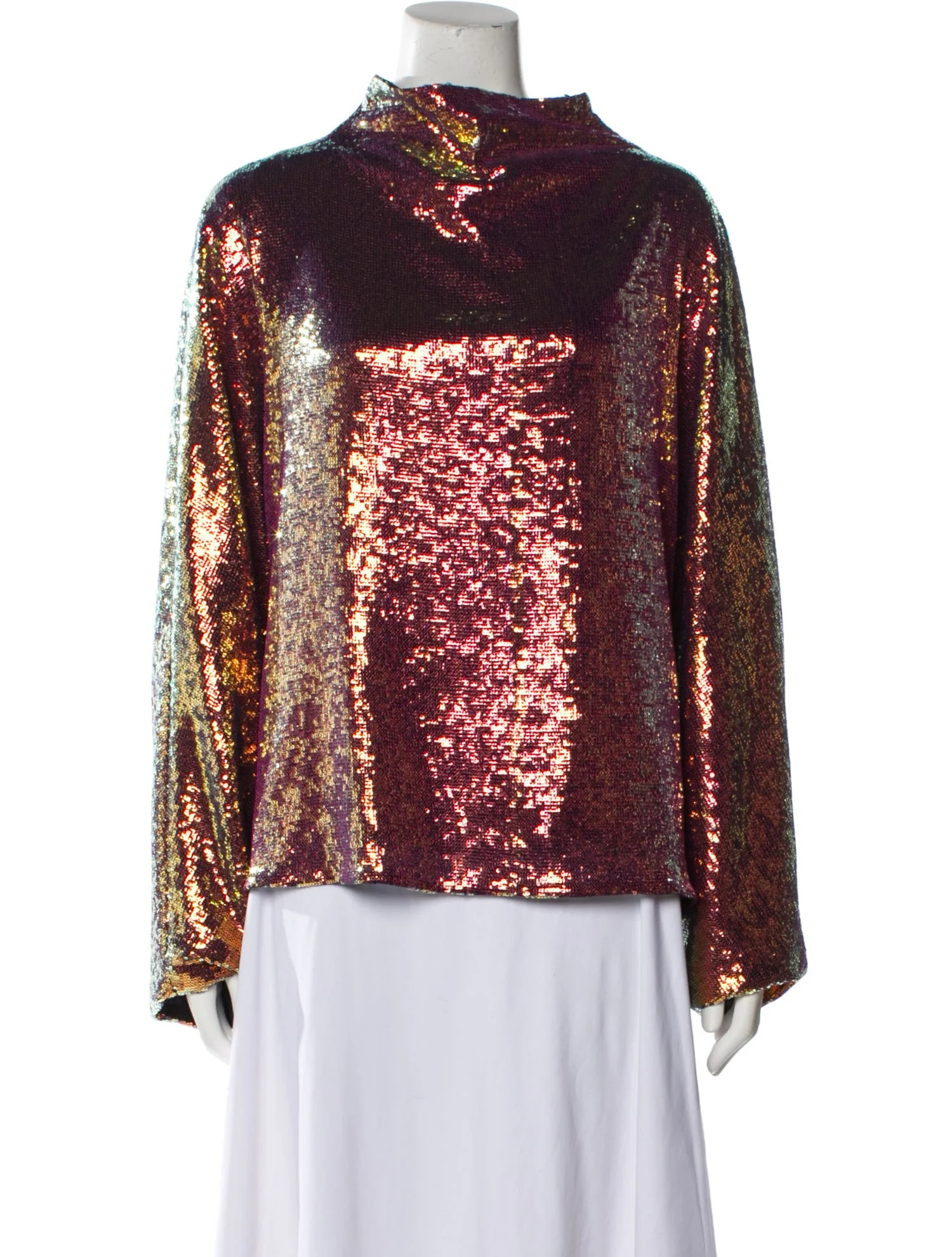 Colorblock Pattern Mock Neck Blouse | The RealReal