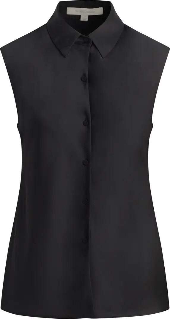 Agatha Sleeveless Crepe Satin Button-Up Shirt | Nordstrom