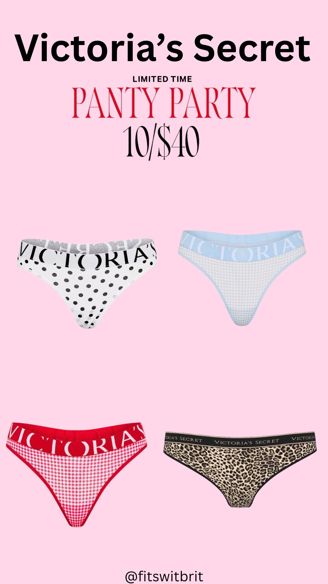 Victoria’s Secret 10/$40 Panty Sale.

#LTKSaleAlert