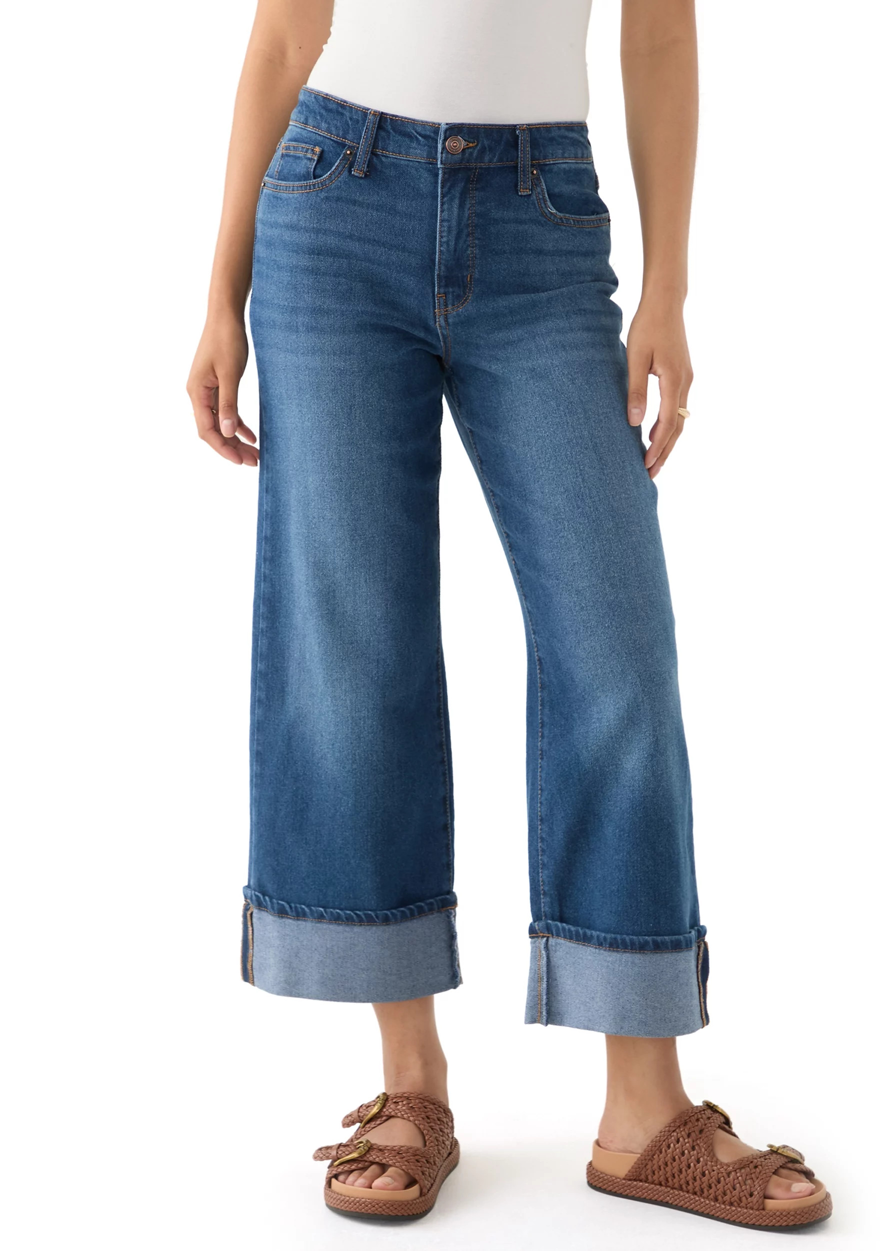 Women's Mid Rise Cuffed Cropped Flare Jeans | Belk
