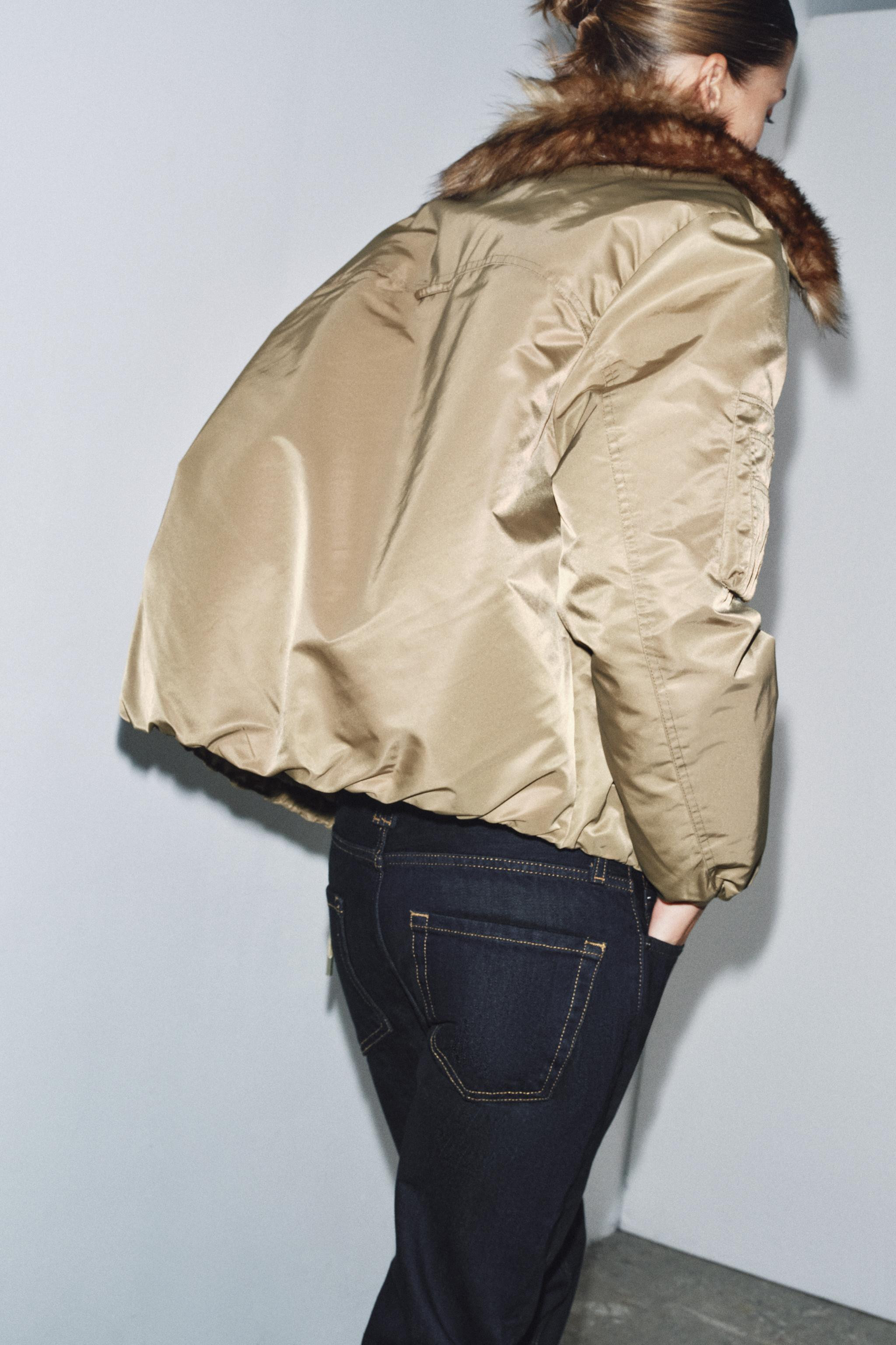 FAUX FUR COLLAR BOMBER JACKET ZW COLLECTION | Zara UK
