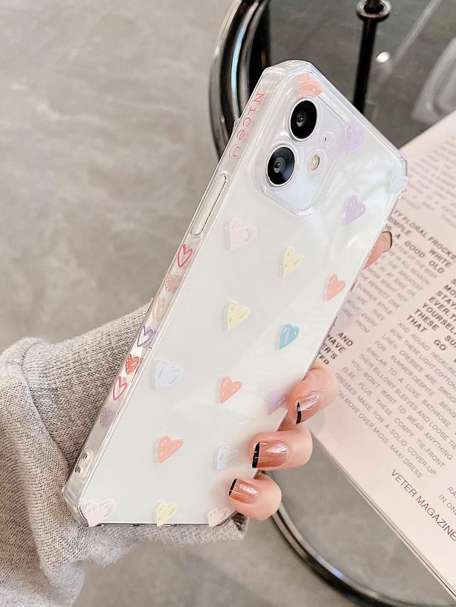 Heart Pattern Clear Phone Case | SHEIN