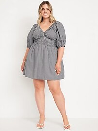 Waist-Defined Mini Gingham Dress | Old Navy (US)