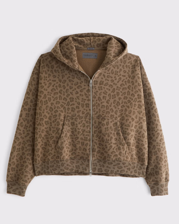 Cropped Essential Full-Zip Hoodie | Abercrombie & Fitch (US)