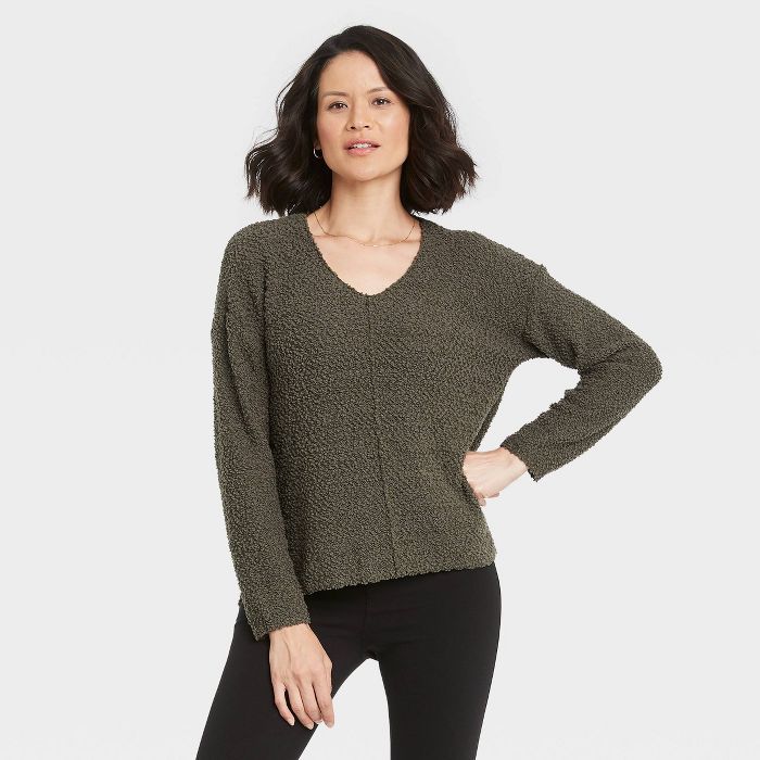 Women&#39;s V-Neck Pullover Sweater - Knox Rose&#8482; Olive Green XS | Target