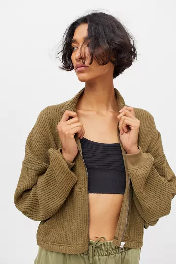 BDG Leo Waffle Zip-Front Sweater | Urban Outfitters (US and RoW)
