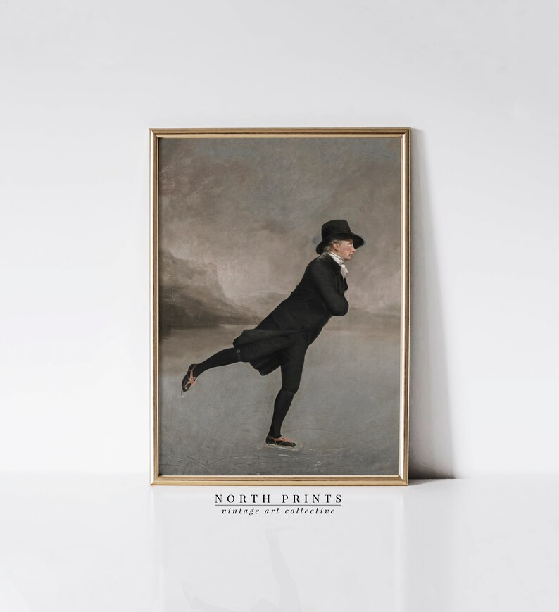 Vintage Dark Winter Wall Art Gentleman Skating PRINTABLE Art - Etsy | Etsy (US)