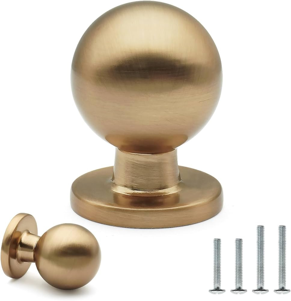 FURFITT 10 Pack Champagne Bronze Ball Cabinet Knobs 1 Inch/25mm Diameter Soild Zinc Alloy Round D... | Amazon (US)