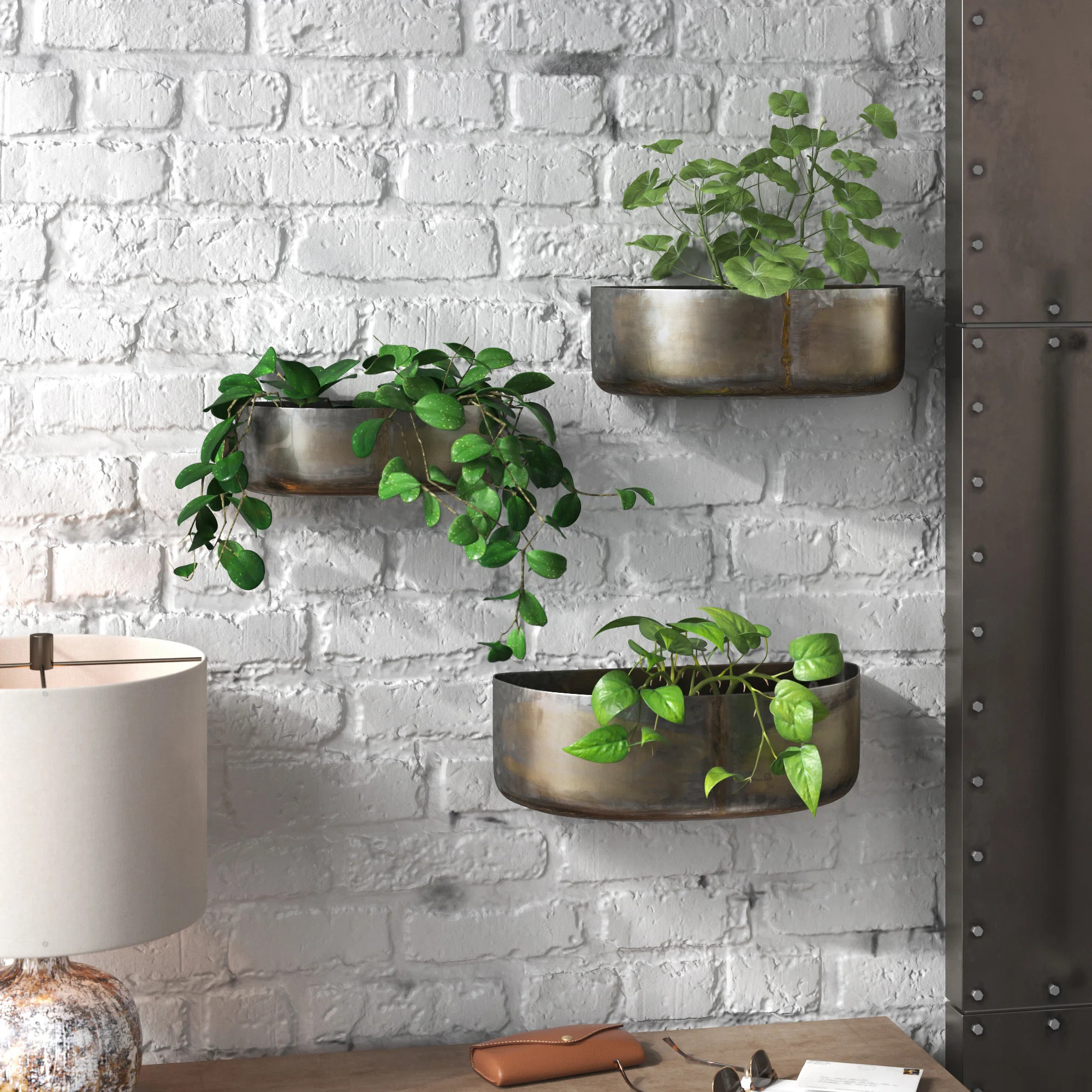 Gapspard 3-Piece Metal Indoor/Outdoor Wall Planter Set | Wayfair North America