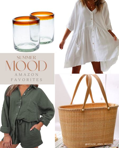 Amazon linen white dress, the perfect beach tote bag, Mexican glassware and the shirt outfit you need to feel comfy and stylish! #whitedress #amazonfind #beachbag

#LTKstyletip #LTKFind #LTKswim