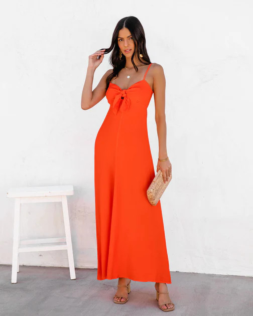 Eladoria Front Tie Maxi Dress - Red Orange - FINAL SALE | VICI