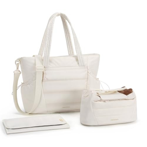 mommore Diaper Bag Tote with Stroller Organizer Large Capacity Baby Bag with Changing Pad Puffer Bag for Travel, Hospital | Amazon (US)