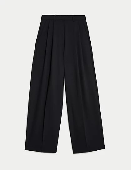 Pleat Front Relaxed Wide Leg Trousers | Marks & Spencer (UK)