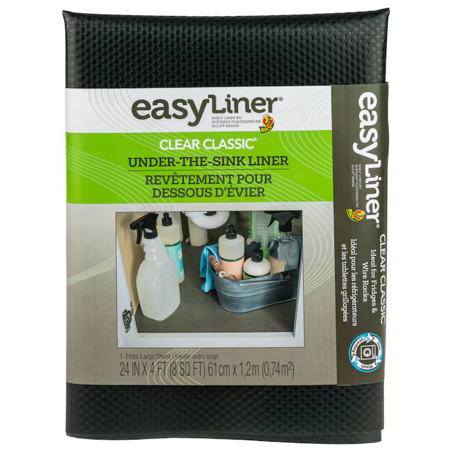 Duck EasyLiner Clear Classic Under the Sink Liner 24-in x 4-ft Black Cabinet mat | Lowe's