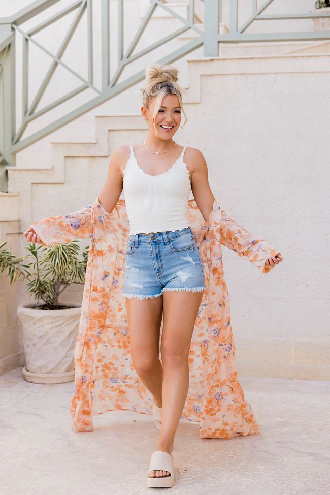 Change The Ending Orange/Purple Floral Kimono | Pink Lily