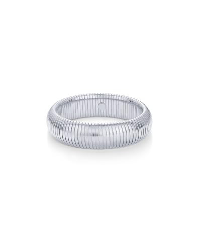 PAVOI Stainless Steel Rhodium Plated Waterproof Flexible Stretch Chunky Bangle for Women | Cobra Bracelet 20mm Wide | Amazon (US)