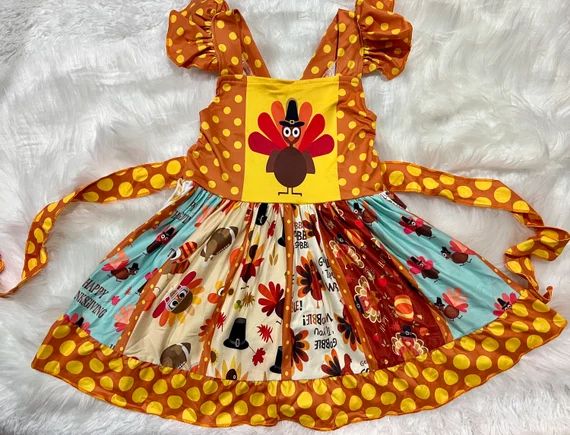 Thanksgiving Turkey Twirly Dress - Etsy | Etsy (US)